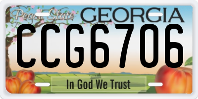 GA license plate CCG6706