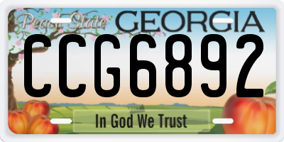 GA license plate CCG6892