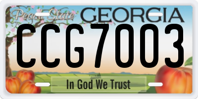 GA license plate CCG7003