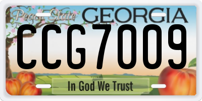 GA license plate CCG7009