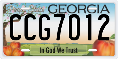 GA license plate CCG7012