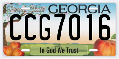 GA license plate CCG7016