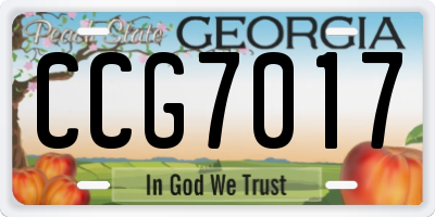 GA license plate CCG7017