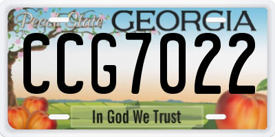 GA license plate CCG7022