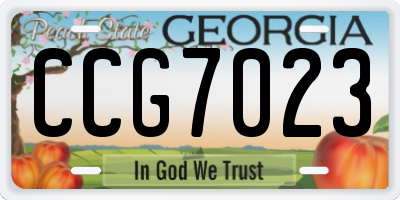 GA license plate CCG7023