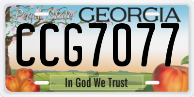 GA license plate CCG7077