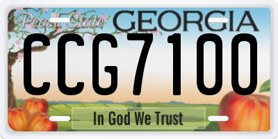 GA license plate CCG7100