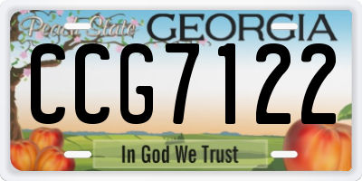 GA license plate CCG7122