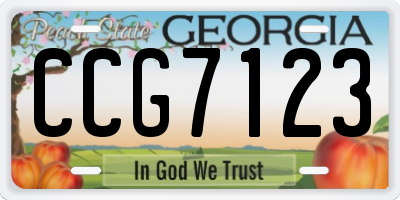 GA license plate CCG7123