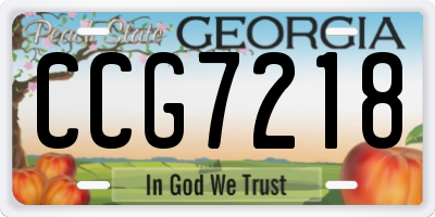GA license plate CCG7218