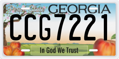 GA license plate CCG7221