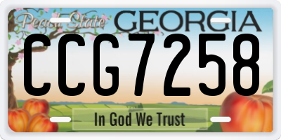 GA license plate CCG7258