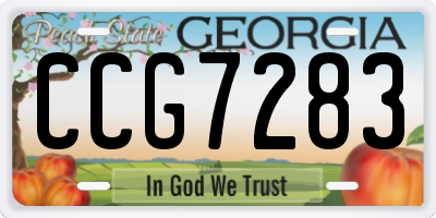 GA license plate CCG7283