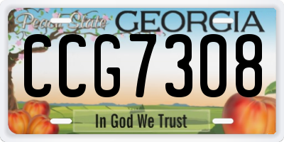 GA license plate CCG7308