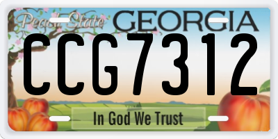 GA license plate CCG7312