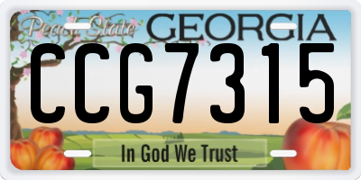 GA license plate CCG7315