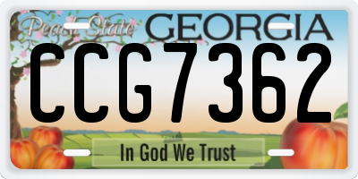 GA license plate CCG7362
