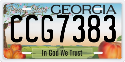 GA license plate CCG7383