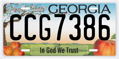 GA license plate CCG7386