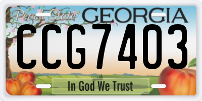 GA license plate CCG7403