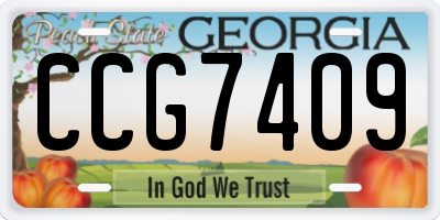 GA license plate CCG7409