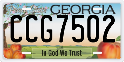GA license plate CCG7502