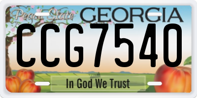 GA license plate CCG7540
