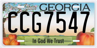 GA license plate CCG7547