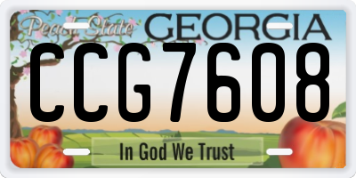 GA license plate CCG7608