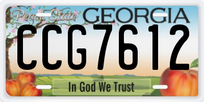 GA license plate CCG7612