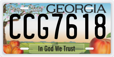 GA license plate CCG7618