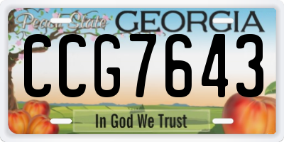 GA license plate CCG7643