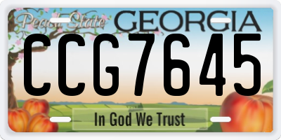 GA license plate CCG7645
