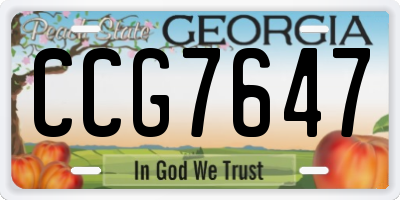 GA license plate CCG7647