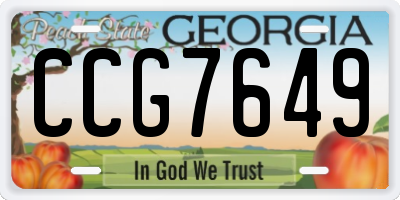 GA license plate CCG7649