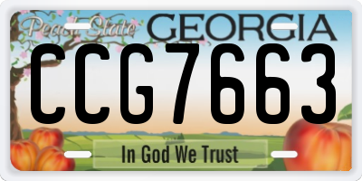 GA license plate CCG7663