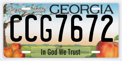 GA license plate CCG7672