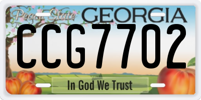 GA license plate CCG7702