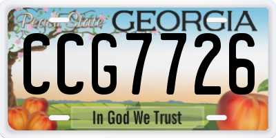 GA license plate CCG7726