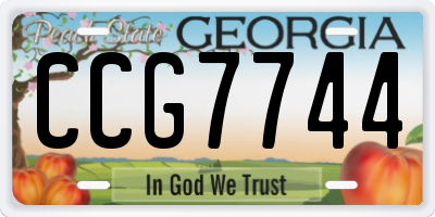 GA license plate CCG7744