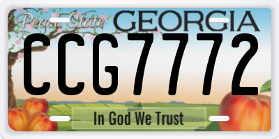 GA license plate CCG7772