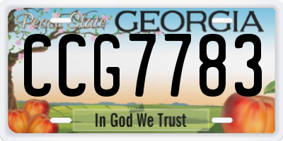 GA license plate CCG7783