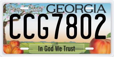 GA license plate CCG7802