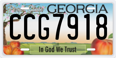 GA license plate CCG7918