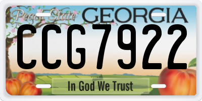 GA license plate CCG7922