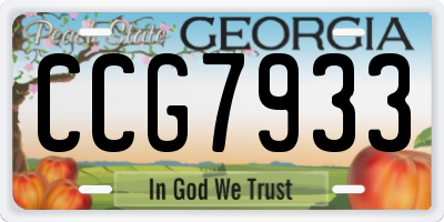 GA license plate CCG7933