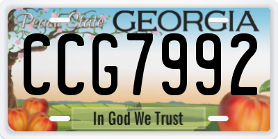GA license plate CCG7992