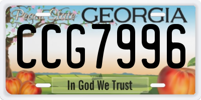 GA license plate CCG7996
