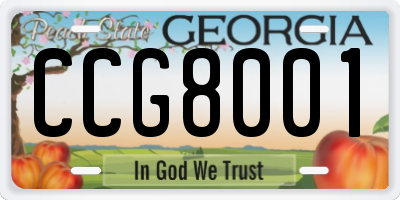 GA license plate CCG8001