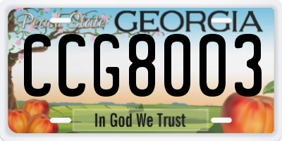 GA license plate CCG8003